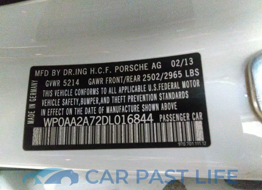 WP0AA2A72DL016844# 9