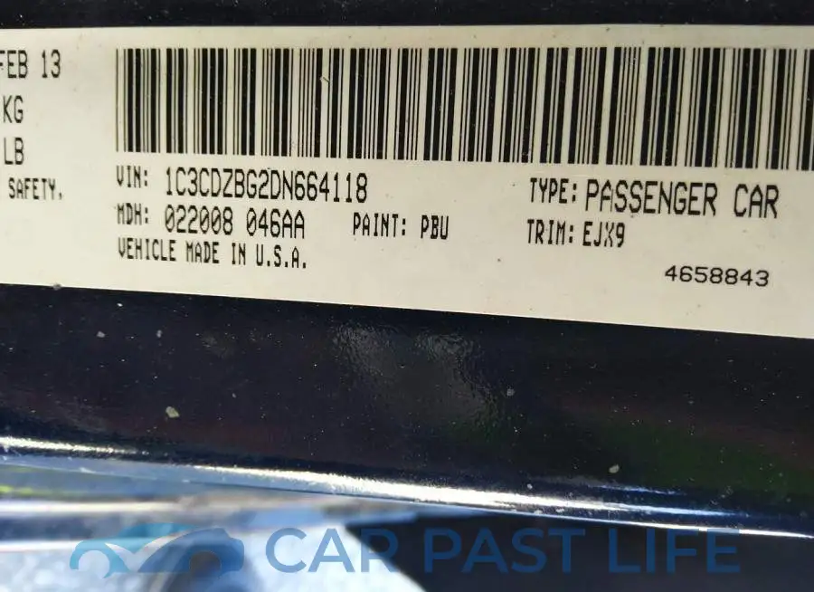 1C3CDZBG2DN664118# 9