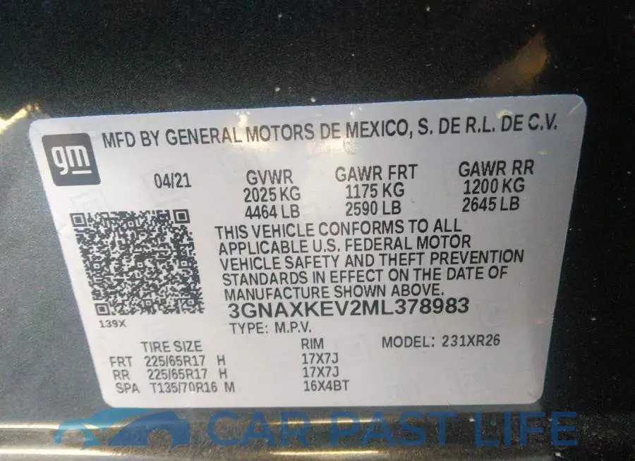 3GNAXKEV2ML378983# 9