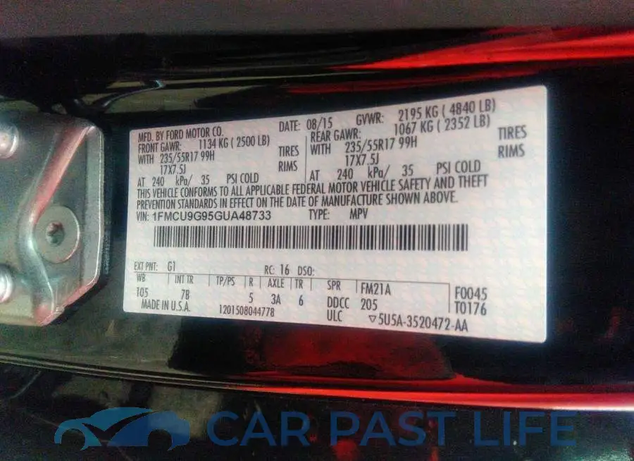 1FMCU9G95GUA48733# 9