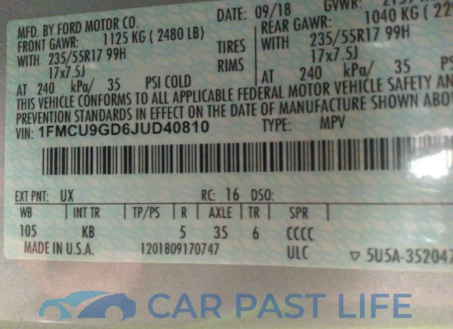1FMCU9GD6JUD40810# 9