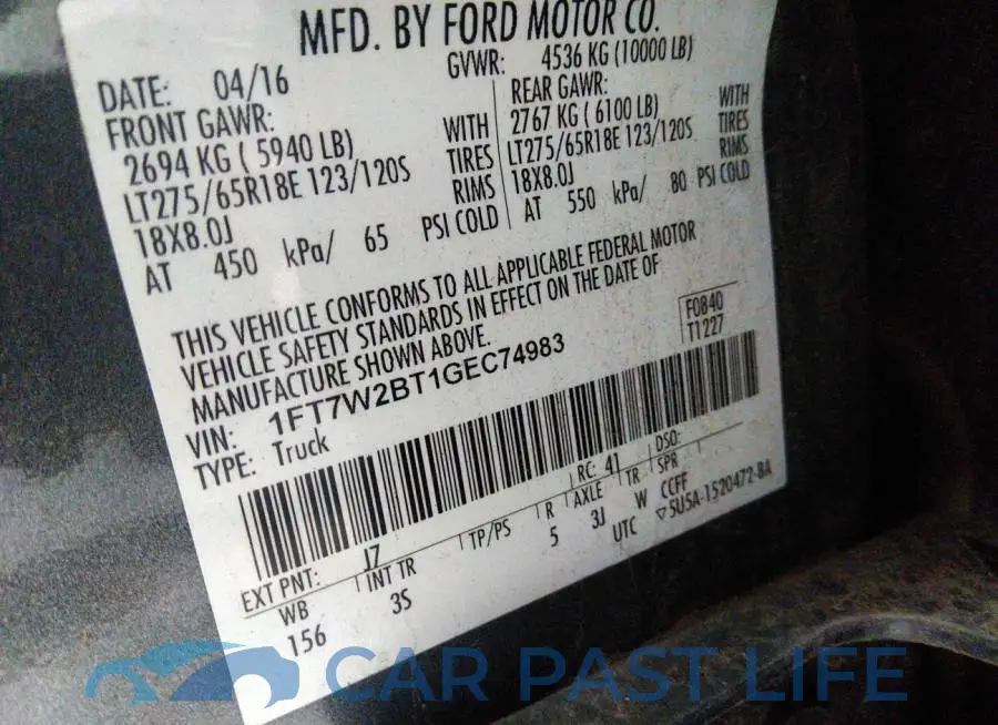 1FT7W2BT1GEC74983# 9