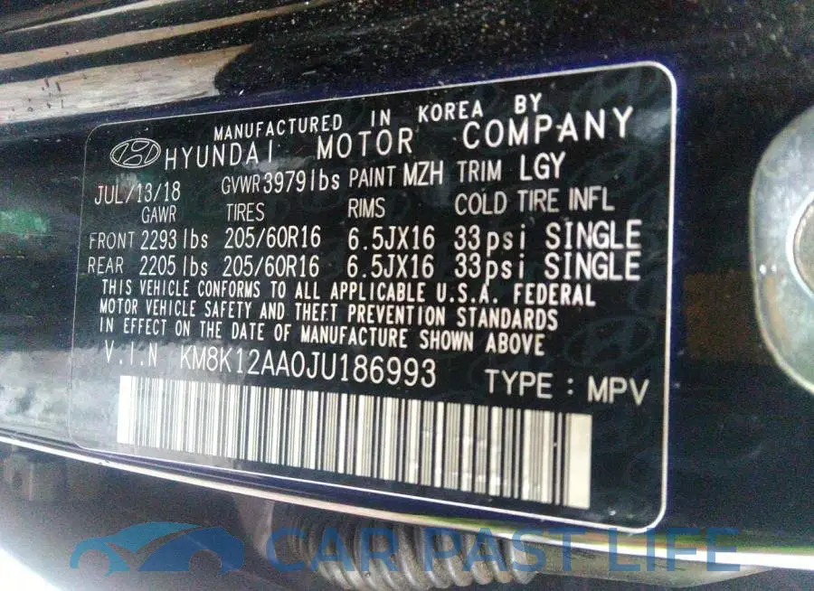 KM8K12AA0JU186993# 9