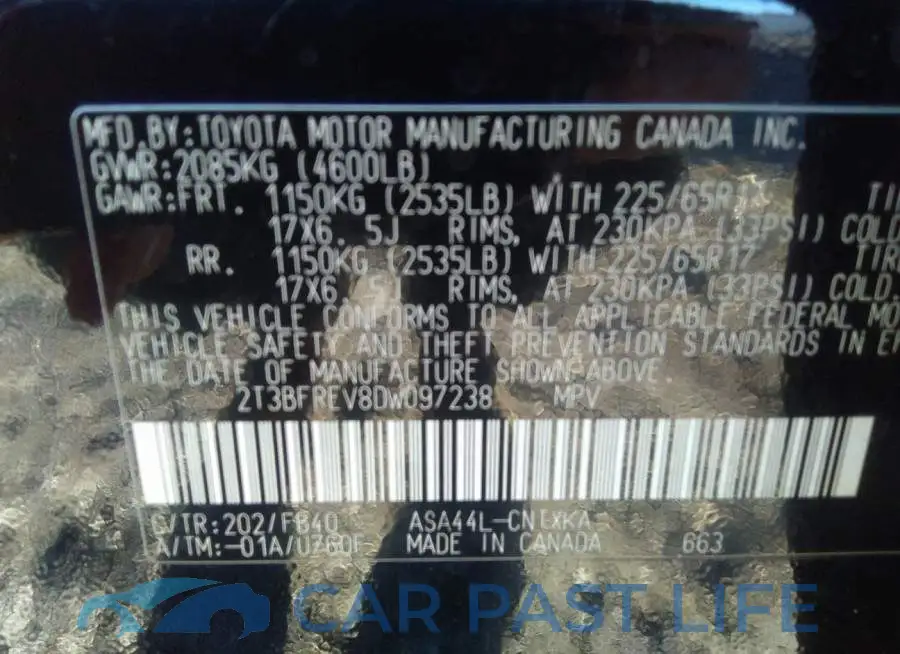 2T3BFREV8DW097238# 9