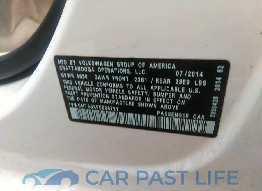 1VWCM7A3XFC006721# 9