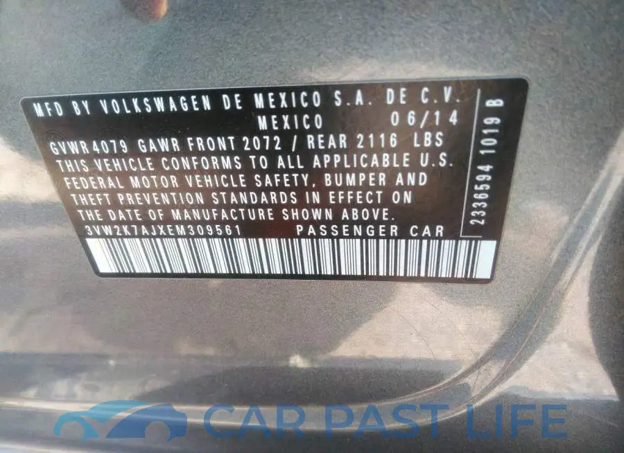 3VW2K7AJXEM309561# 9
