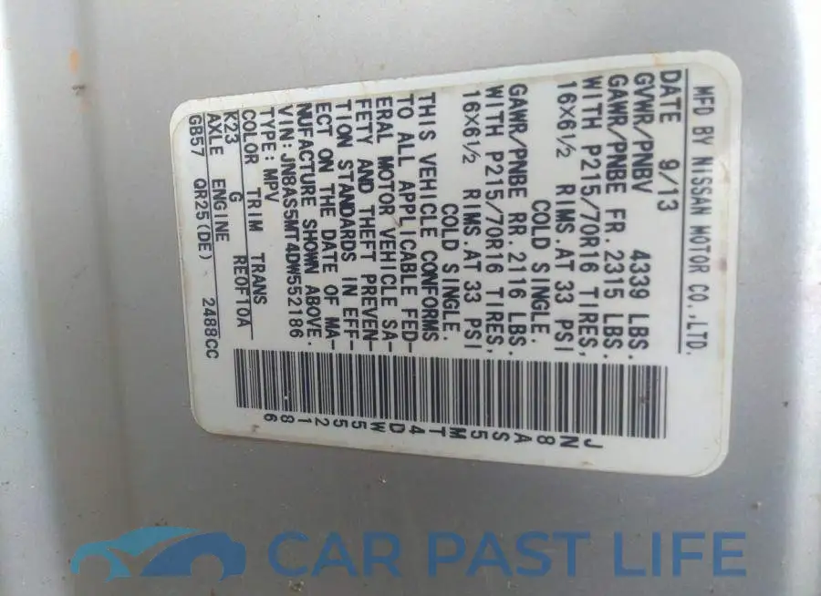 JN8AS5MT4DW552186# 9