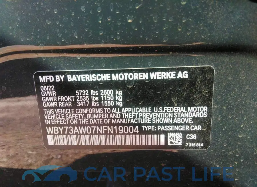 WBY73AW07NFN19004# 9