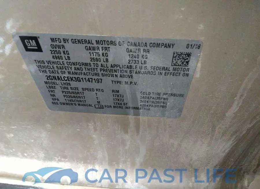 2GNALCEK3G1147197# 9