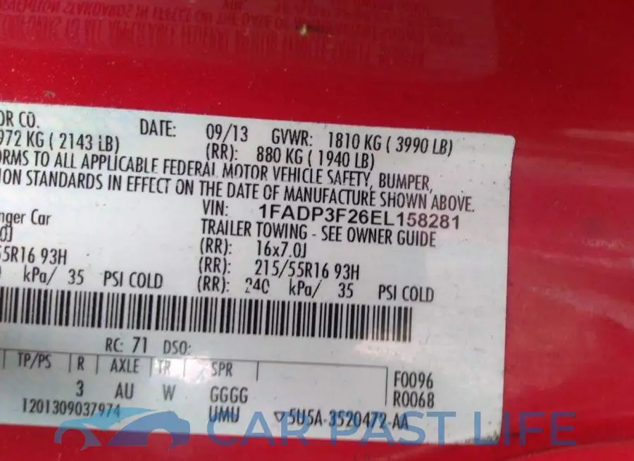 1FADP3F26EL158281# 9