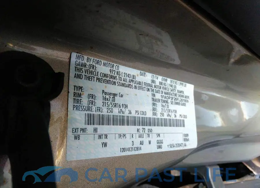 1FADP3F26FL201809# 9