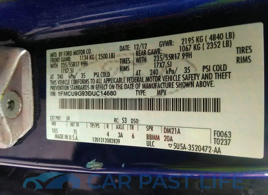 1FMCU9G93DUC14680# 9