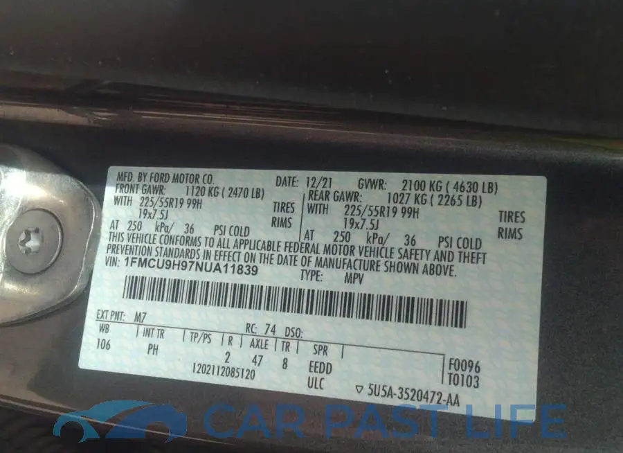 1FMCU9H97NUA11839# 9