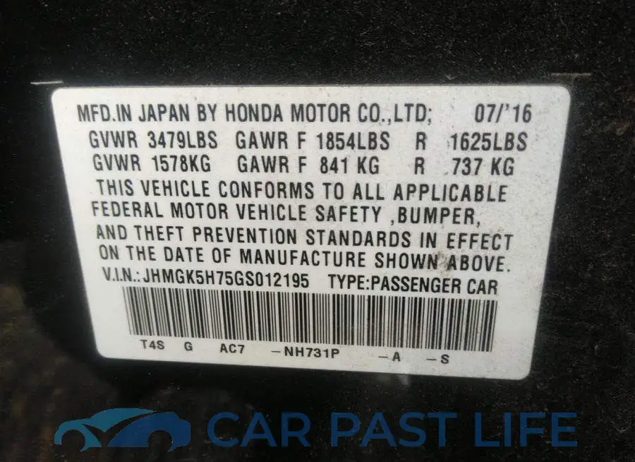 JHMGK5H75GS012195# 9