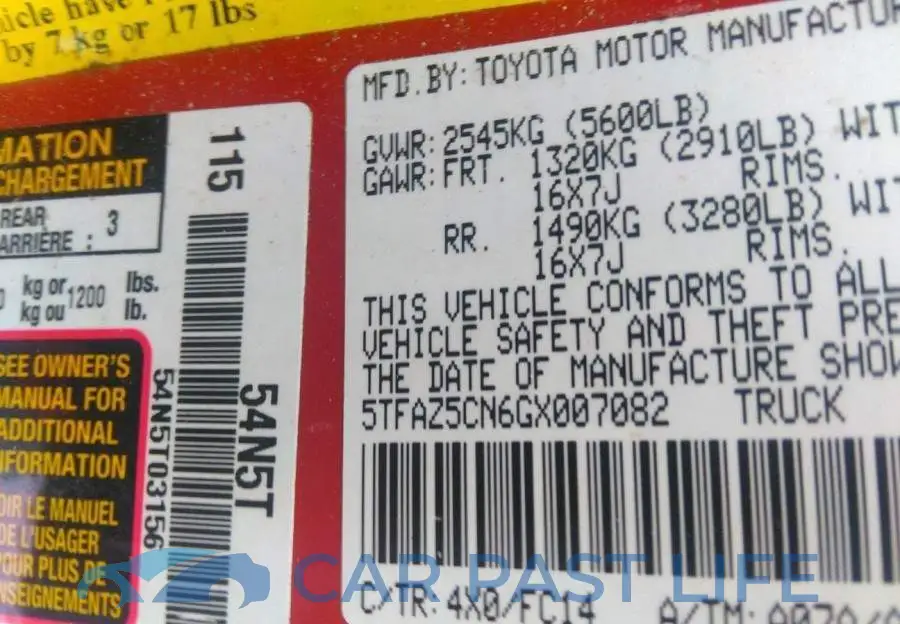 5TFAZ5CN6GX007082# 9