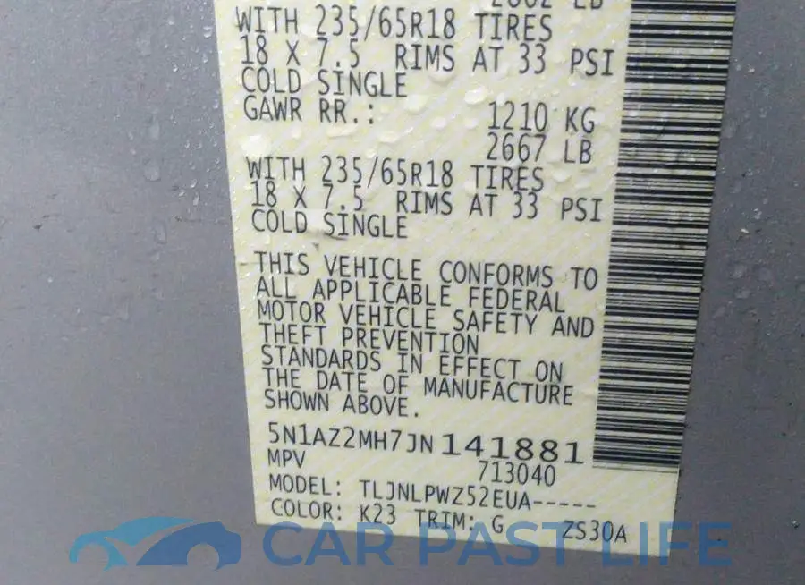 5N1AZ2MH7JN141881# 9