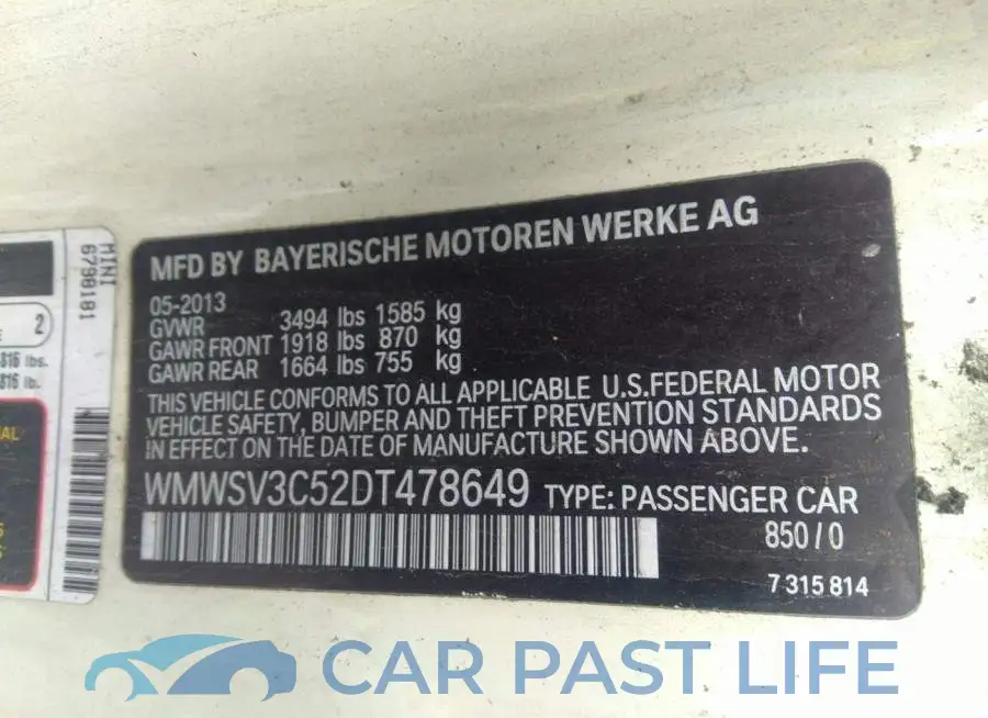 WMWSV3C52DT478649# 9