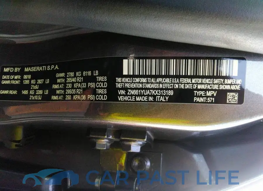 ZN661YUA7KX313189# 9
