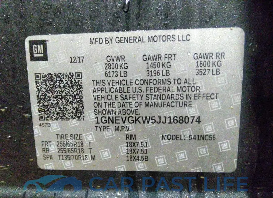 1GNEVGKW5JJ168074# 9