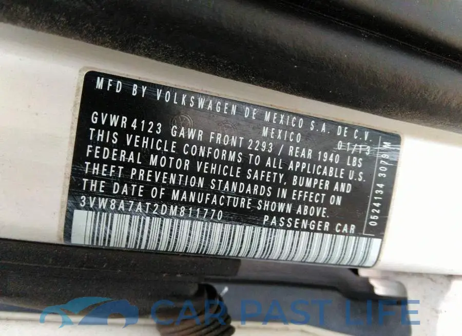 3VW8A7AT2DM811770# 9