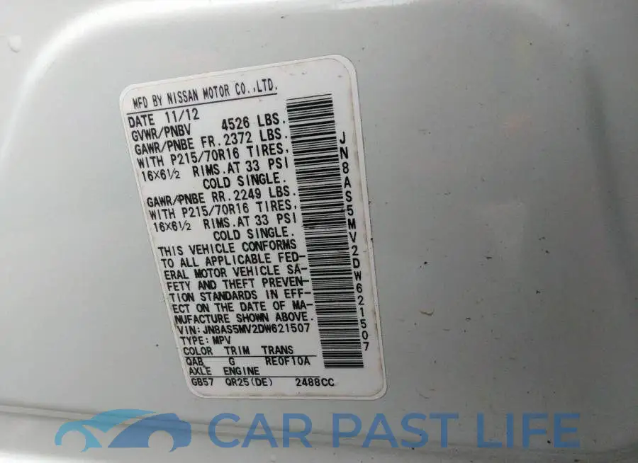 JN8AS5MV2DW621507# 9