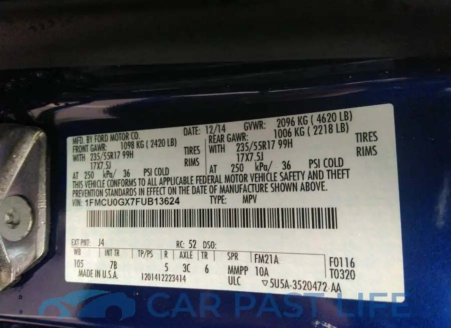 1FMCU0GX7FUB13624# 9