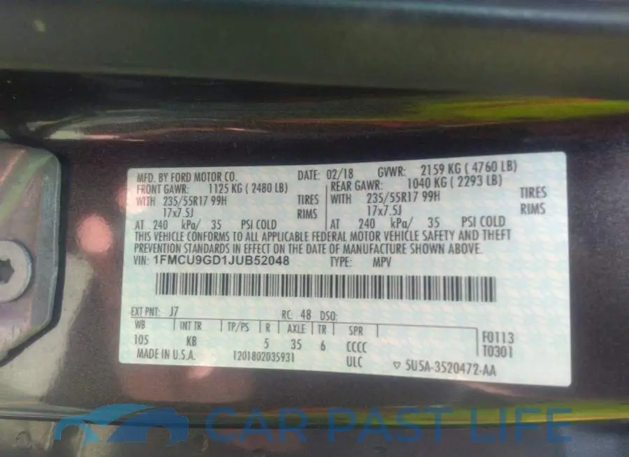 1FMCU9GD1JUB52048# 9