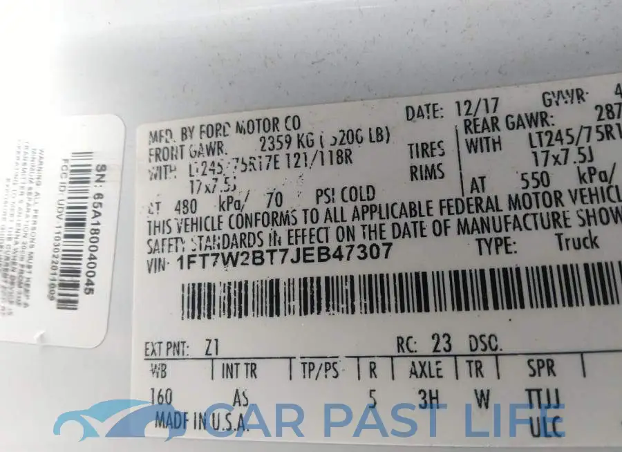 1FT7W2BT7JEB47307# 9