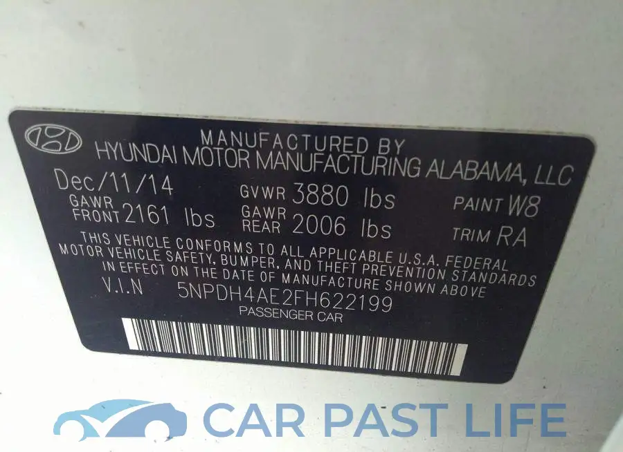 5NPDH4AE2FH622199# 9