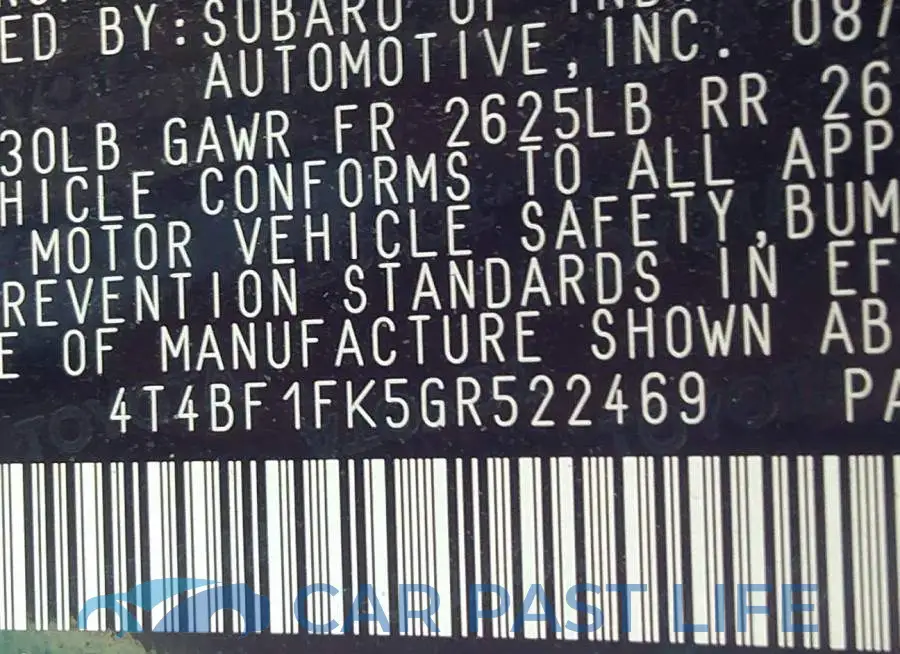 4T4BF1FK5GR522469# 9