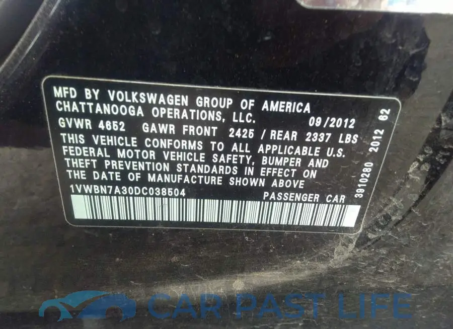 1VWBN7A30DC038504# 9