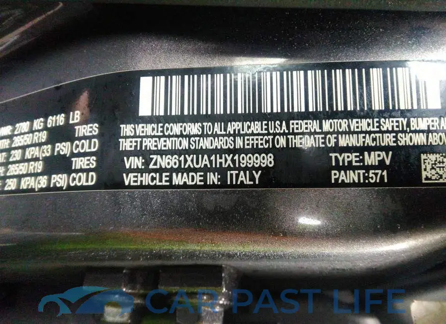 ZN661XUA1HX199998# 9