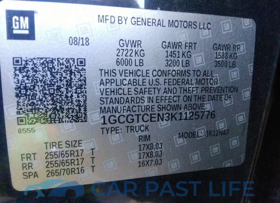 1GCGTCEN3K1125776# 9