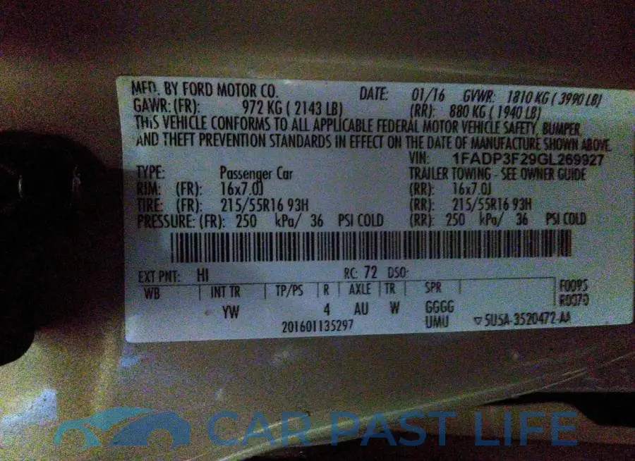 1FADP3F29GL269927# 9