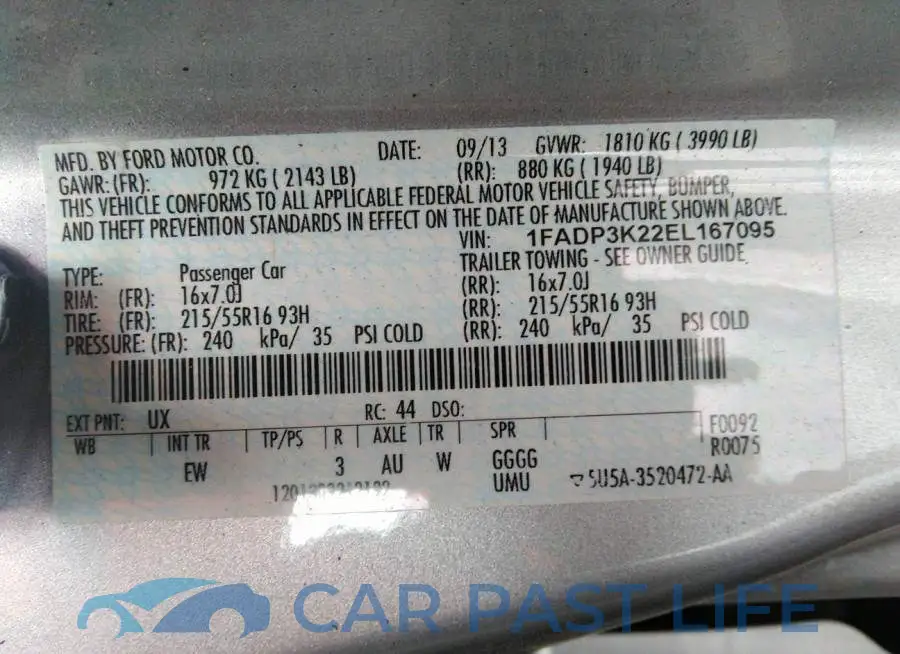 1FADP3K22EL167095# 9