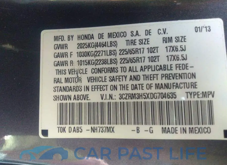 3CZRM3H5XDG704635# 9