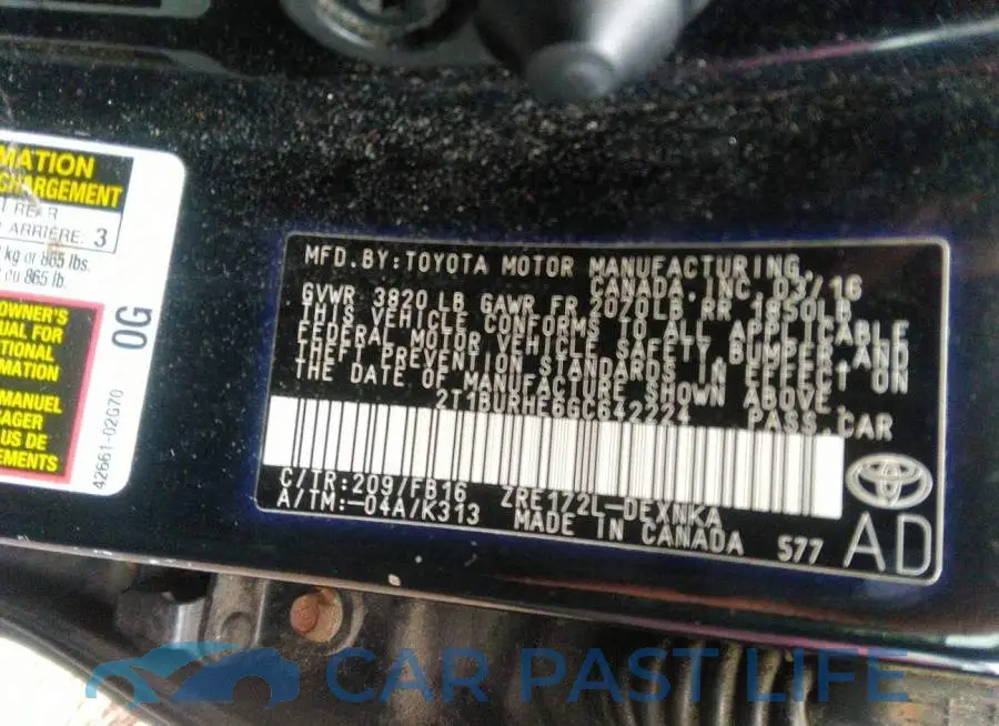 2T1BURHE6GC642224# 9