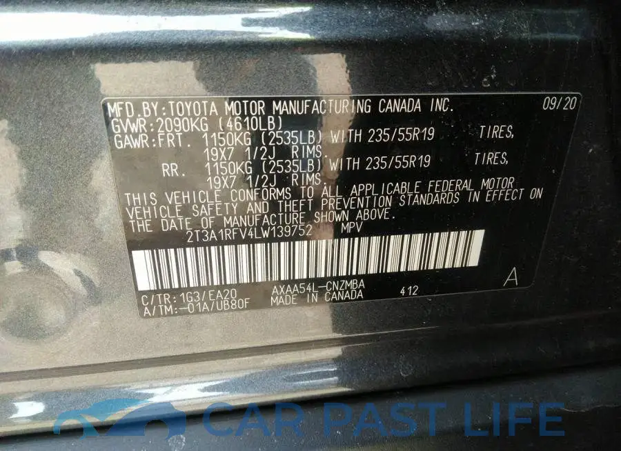 2T3A1RFV4LW139752# 9
