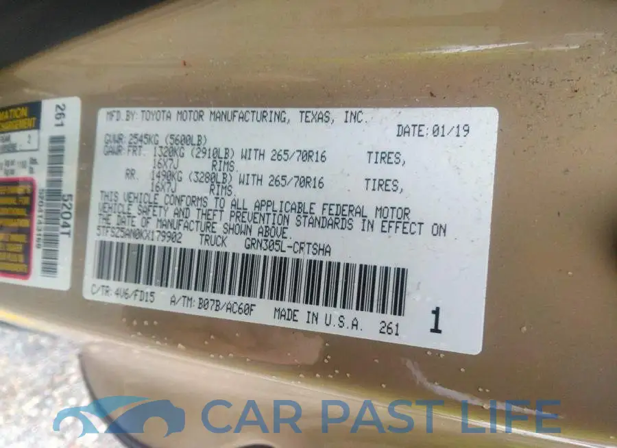 5TFSZ5AN0KX179902# 9