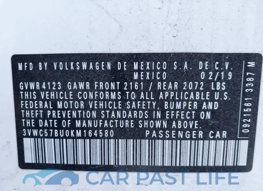 3VWC57BU0KM164580# 9