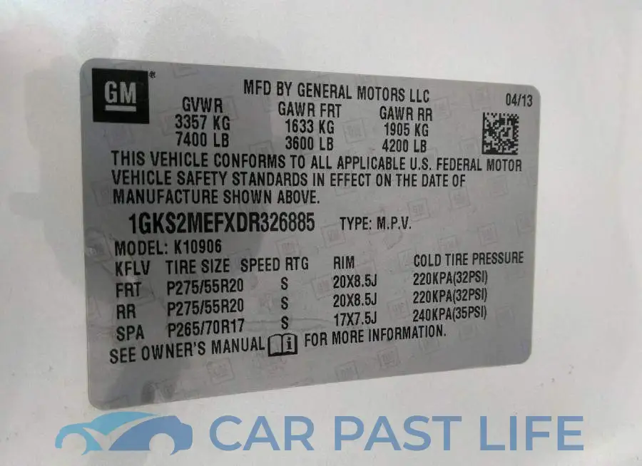 1GKS2MEFXDR326885# 9