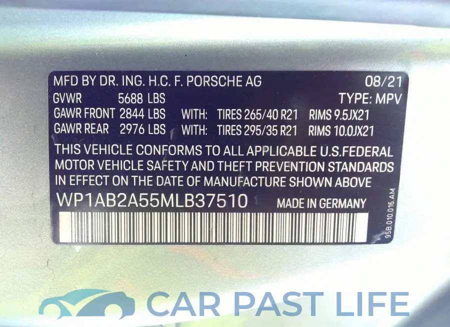 WP1AB2A55MLB37510# 9