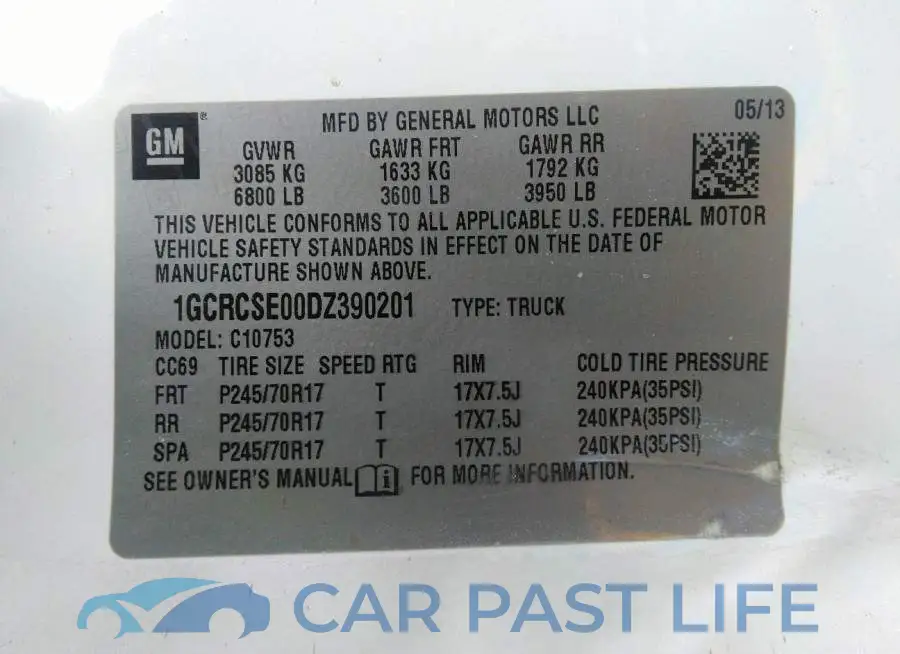 1GCRCSE00DZ390201# 9