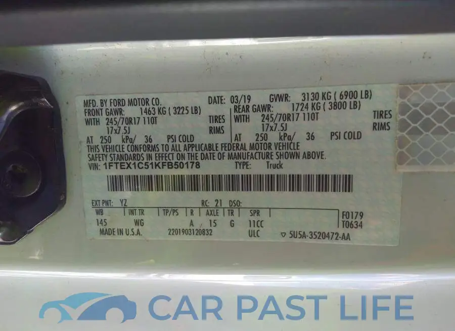 1FTEX1C51KFB50178# 9
