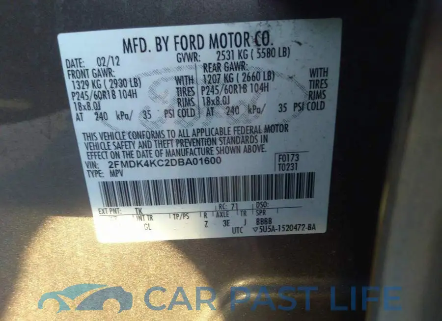 2FMDK4KC2DBA01600# 9