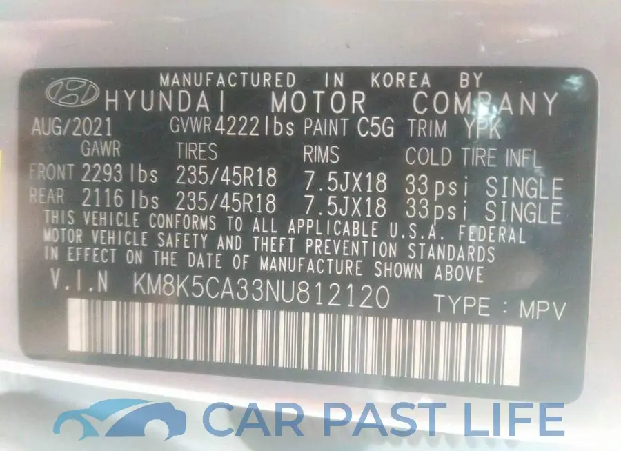 KM8K5CA33NU812120# 9