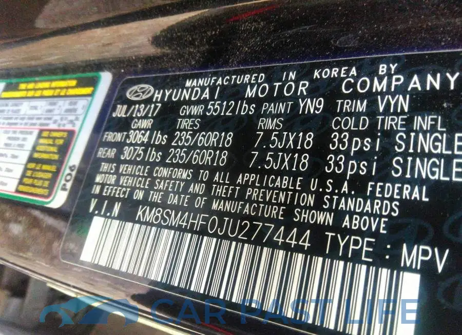 KM8SM4HF0JU277444# 9