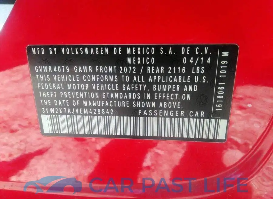 3VW2K7AJ4EM429842# 9