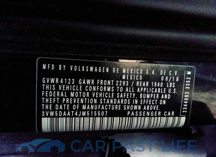 3VW5DAAT4JM515507# 9