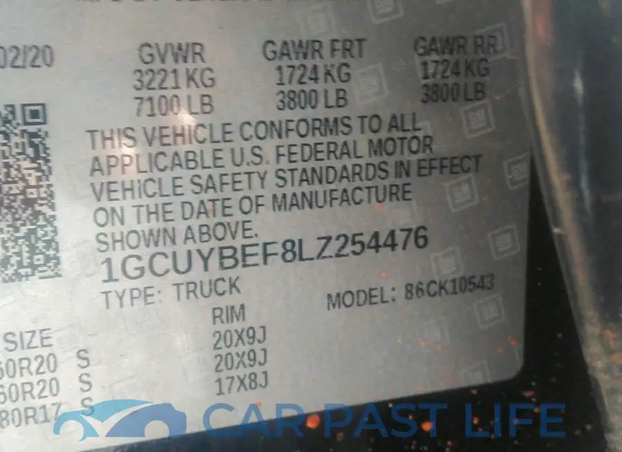 1GCUYBEF8LZ254476# 9